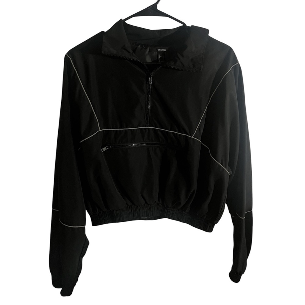 Black Reflective windbreaker half zip Jacket